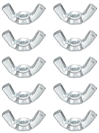sourcing map #8-32 Wing Nut 10 Pcs, Carbon Steel Butterfly Wing Nuts Fasteners Parts Hand Twist Tighten Wing Nuts for Machinery Electronic Equipment DIY, White