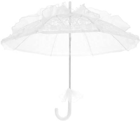DEARMAMY Parapluie de Mariage en Dentelle Blanche Parasol de Mariée pour Décorations D'événements en Plein Air