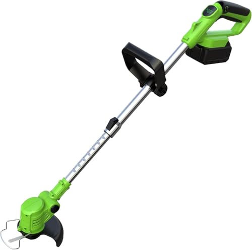 Bürstenloser Rasentrimmer mit Akku & Freischneider mit Unkrautbürste, Rasentrimmer für Makita-Akku und Garten Trimming, 750w Bürstenloser Motor, 180° Collapsible, 90° Trimmwinkel(Inkl2 x 4,0Ah Akku)