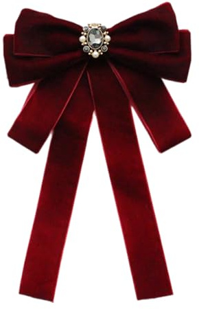 Lilinzhi Elegante spilla da donna in velluto con fiocco pre-legato cravatta con strass e perle Decors per eventi formali fiocchi alla moda cravatta