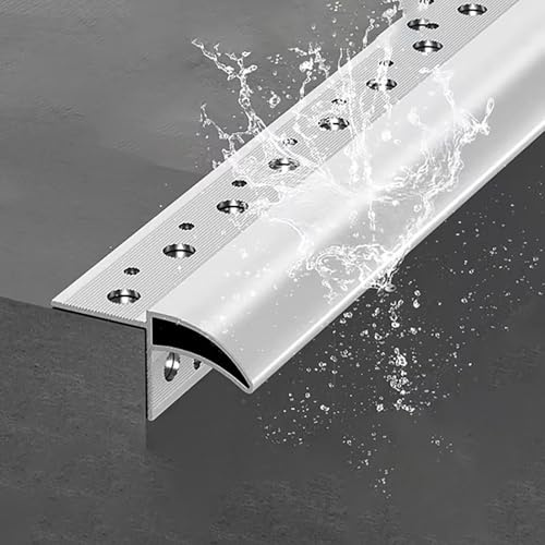 Jievmrs Soglia di Dislivello Pavimento Profilo di Finitura in Metallo per Gocciolatoio, Guida Deflettore Pioggia in Alluminio per Pareti Esterne/Davanzali, Profilo di Finitura per Gronda(1.7m/5.6ft)