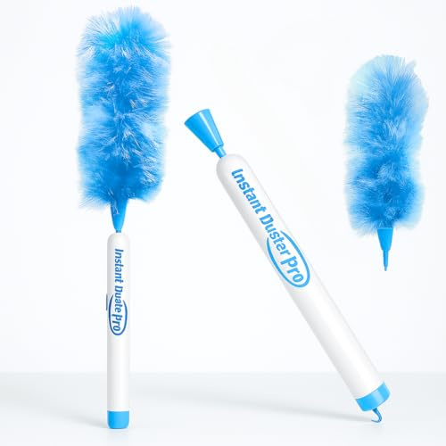 Spolverino elettrico senza fili Instant Duster PRO Original, come visto in TV, spazzola elettrica rotante, contro ragnatele e polvere - Versione Senza estensione e con un solo piumino -