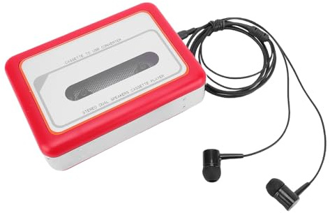 Fabater Kassettspelare USB Bärbar Kassett Till MP3 Digital Converter med Dubbla Strömförsörjningsalternativ för Resenärer (Röd)