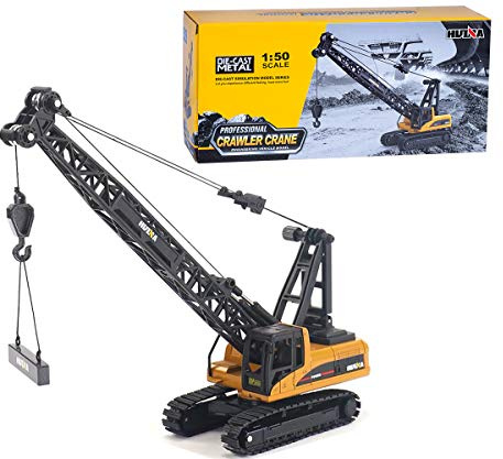 Gemini&Genius Crawler Crane Construction Vehicle Toy Dragline Heavy Duty 1/50 Crane Work Car, Engineering Truck, Site Sandbox Car Toy, Collectible or Decoration for Kids