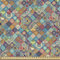 ABAKUHAUS Bohemien Gewebe als Meterware, Kariertes Volk, Schön Gewebten Stoff für Polster und Wohnaccessoires, 1M (148x100cm), Blasser Teal Gelb