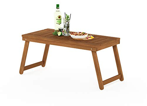Furinno TIOMAN Patio Table, Folding Outdoor Side Table, Coffee Table, for Patio, Garden, Porch, Natural