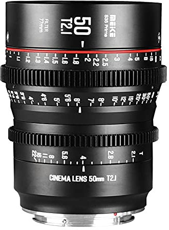 Meike 50mm T2.1 S35 Manual Focus Wide Angle Prime Cinema Lens for Canon EF Mount and Cine Camcorder EOS C100 Mark II, EOS C200, EOS 300 Mark II, EOS C300 Mark III, Zcam E2-S6 6K