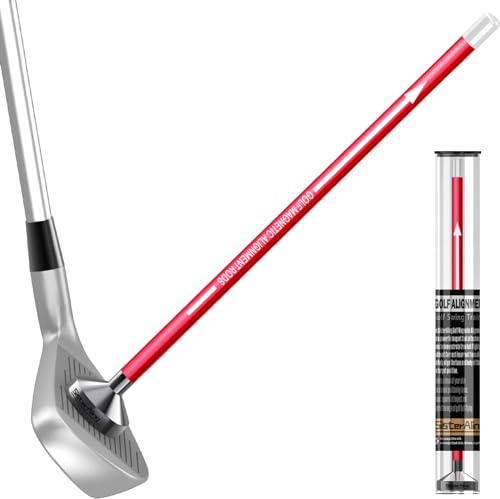 SisterAling Golf Magnetic Alignment Rods,Golf Club Alignment Sticks,Magnetic Swing Training Aid Accessories Visualize Calibrate Golf Shots,hit The Target with The Right Golf Swing,Golf Gift (red)