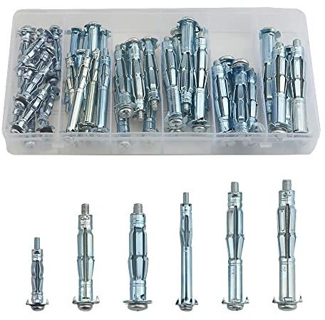 BGTXINGI 42Pcs Heavy Duty Zinc Plated Hollow Wall Drive Anchor Screw Kit With A Clean Plastic Case for Drywall Plaster and Tile