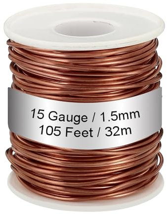 PATIKIL 99,9% Weicher Kupferdraht, 15 Gauge/1,5 mm Durchmesser, 105 Fuß/32 m, 1,1 Pfund Spule Reiner Kupferdraht für Schmuckherstellung, Perlen, Gartenpflanzen