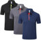 ZENGVEE 3 Pack Men's Polo Shirts Short Sleeve Quick Dry Breathable Golf Polo Shirt for Men Adult UK Outdoor Sport Casual Work Golf Tennis Tops Classic Polo Collared T-Shirts（0509-Black Grey Navy-L）