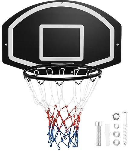 GOPLUS basketkorg inomhus, Ø 40 cm basketbräda med 72 x 45,5 cm ryggvägg och balnät, utomhus basketbräda för dörrmontering/väggmontering, presenter till barn ungdomar vuxna