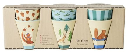 Rice Lot de 6 petits gobelets en mélamine pour enfant - Bleu - Happy Forest Prints