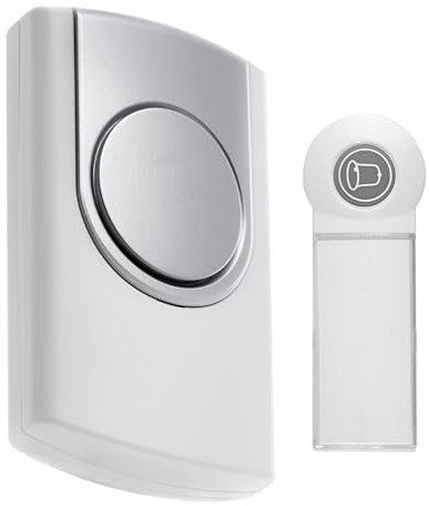 DEBFLEX - Sonnette Sans Fil - Bouton de Sonnette + Carillon Sans fil - Alimentation par Piles - Portée 100 Mètres - 36 Mélodies - Blanc