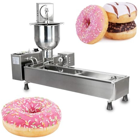 Macchina automatica per ciambelle commerciale, macchina per ciambelle automatica a fila singola, friggitrice per ciambelle, macchina per ciambelle con tramoggia da 7 litri con stampi in 3 dimensioni