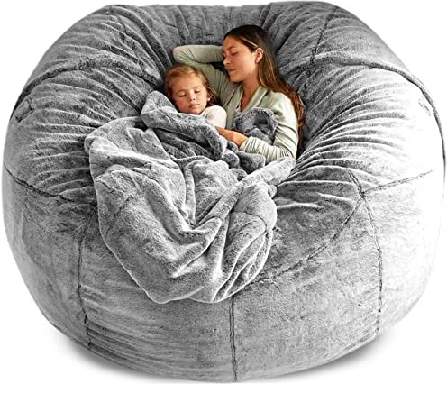 Pouf en Fausse Fourrure Géant à Deux Places - Canapé Confortable pour Salon et Détente