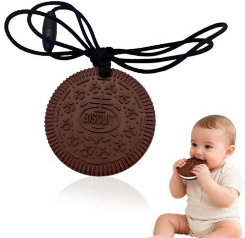 KIRZAX Collana Dentizione Neonato Giochi, Biscotto Afferrare Massaggia Gengive, Collana Sensoriale Silicone, ≥3 Mesi