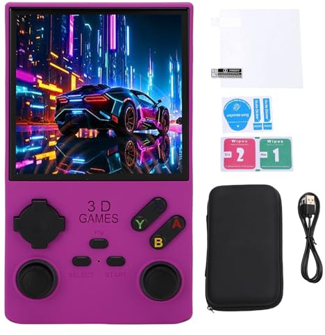 XUMIUZIY V40 Max Retro Handhell ​​Game Console, Console di Gioco Portatile da 4 Pollici con Scheda di Archiviazione da 256 GB per Linux, 45 Emulatori, Giocatore di Gioco Portatile da 4000 (Viola)