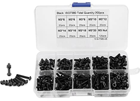 RASTKY Kit D'écrous à Vis à Tête Hexagonale Noire Robuste, 300 Pièces, pour Réparation de Bricolage et Usage Industriel