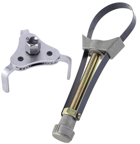 Hwtcjx Juego de 2 Llave Filtro Aceite, Llave Filtro Aceite Coche Ajustable 50mm - 115mm 3 mordazas Araña de Filtro de Aceite Extractor Herramienta para Coches, Camiones, etc.