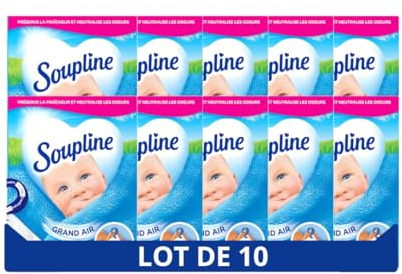 SOUPLINE Sachets Armoire Rafraîchissants, Parfum Air Frais, Parfume Le Linge de Maison, Un Complément Idéal à l’adoucissant Linge, Désodorisant Armoire 10 Boîtes avec 3 Sachets