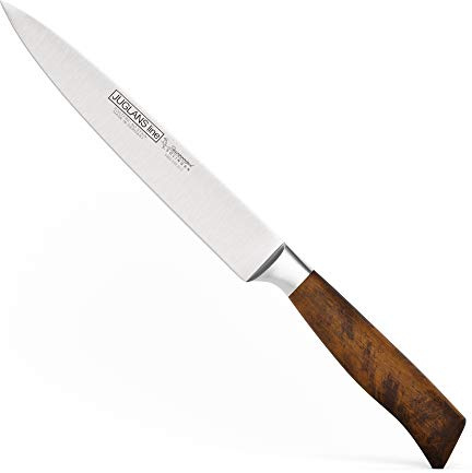 Burgvogel Solingen Juglans Line Tranchiermesser Walnussholz geschmiedet 20 cm, rostfrei, scharfes Schinkenmesser, dunkel, premium
