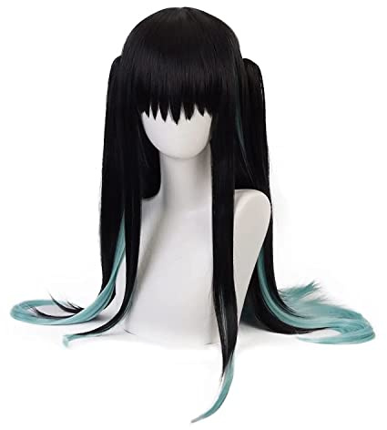 Parrucca Cosplay Maysuwell Capelli Lunghi con Sfumatura Nera e Blu per Donne, per Halloween, Carnevale, Feste in Costume, con Calotta