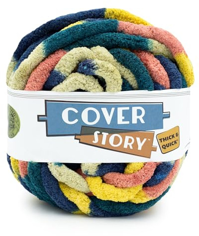 Lion Brand Yarn Cover Story Thick & Quick, Blanket Yarn, Marsh, 1 Pack
