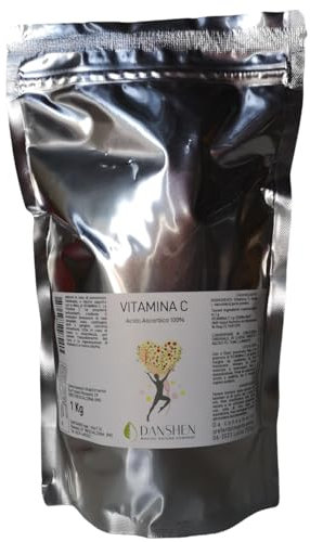100% Vitamina C in polvere Pura 1 Kg senza additivi, conservanti, edulcoranti. Per Collagene, supporto immunitario, ossa e articolazioni, in cucina marchio italiano - Dan shen