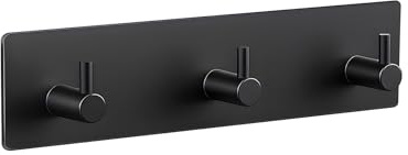 Sampoes Porte Serviettes Sans Perçage, 3 Crochets Adhesif Mural en Acier Inoxydable, Accroche Torchon pour Salle de Bain, Cuisine et Toilettes, Durable et imperméable, Noir