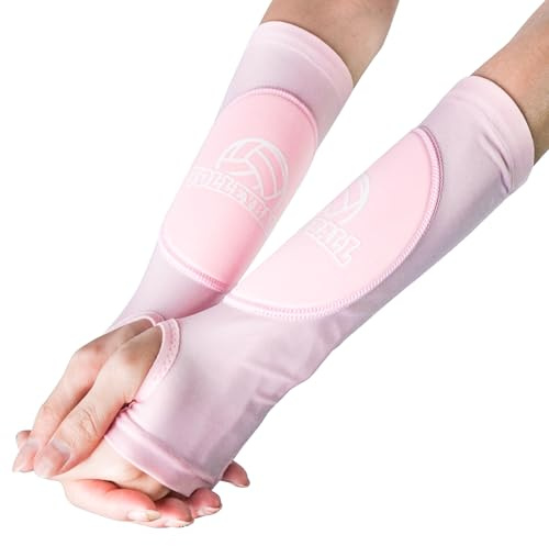 Luwint Volleyball Arm Sleeves for Kids Youth, Forearm Protector Pads with Shock Absorption Sponge, Breathable Thumbhole Sleeves for Boys Girls Indoor Beach Training Practice
