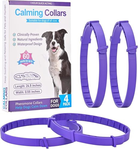 4 Pack Purple Calming Collar for Dogs – Anxiety Relief with 60-Day Effect, Adjustable Comfort for Stress, Separation, Noise & Vet Visits, Suitable for Puppies to Senior Dogs