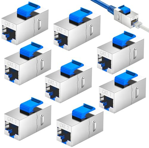 YPLonon 8 Pièces Coupleur RJ45 Ethernet 10Gbps Connecteur RJ45 Cat 7 LAN Rallonge Connecteur Adaptateur Femelle Sans Outil Compatible avec Câble Cat7 Cat6 Cat6a Cat5e