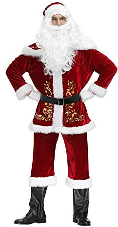 Proumhang Costume da Babbo Natale Costume da Babbo Natale 9 accessori (senza sacchetto)-XXL(180-185cm)