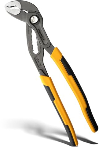 TOOLMAYS Wasserpumpenzange mit Druckknopfeinstellung, Rohrzange 250mm mit 26 Zähnen für Griffigkeit auf verschiedenen Objekten, Pumpenzange aus Cr-V, max. Maulweit 65mm