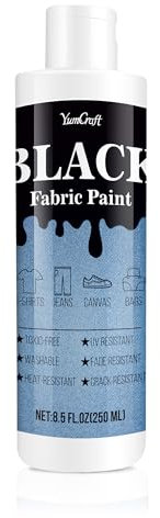 Peinture permanente pour tissu, 241 g - Peinture textile non toxique - Teinture moyenne douce et riche pour loisirs créatifs en tissu, t-shirts, chaussures, jeans, toile, cuir - Noir