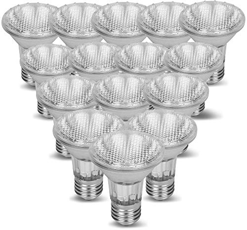 PAR20 15 Pack FL25 25PAR20/FL 25 Watt Halogen NFL Spot Light Bulb Replacement 120V Narrow Flood Beam Lighting Range Hood Oven PAR20 Reflector Bulbs Kitchen Bathroom Ceiling Can Lamp 25W E26 15P