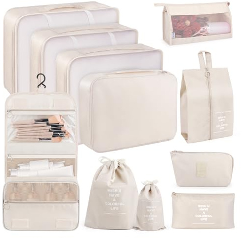 Organisateur Valise 11 Pièces Organiseurs de Bagage pour Voyage, Organisateur Valise Packing Cubes pour Voyage, sacs à Vêtements, Chaussures, Sacs de Rangement
