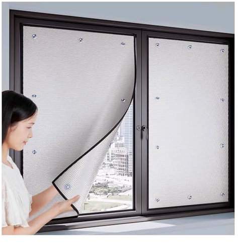 Film Fenêtre De Protection Solaire Film Réfléchissant D'Isolation Thermique en Aluminium Film Fenetre Anti Regard avec Ventouse pour Cuisine Salon Balcon 8mm Épais