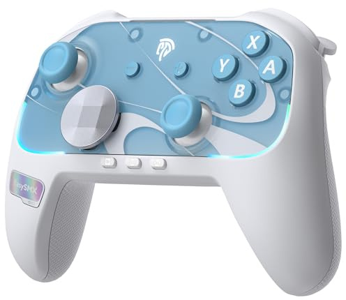 EasySMX S10 Controller for Switch 2/ Switch/PC-One Key Wake-up, TMR Anti-Drift Joystick, Mechanical Buttons, 6 Axis Gyro, Bluetooth Switch Controller with RGB & Swappable D-Pad