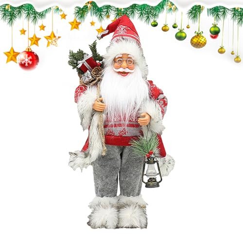 Jultomtefigur | 45,7 cm juldekorativ jultomte med - säsongsbetonade fotografirekvisita | för fest och fest öppen spis matbord bokhylla fönsterbräda inomhus och utomhus