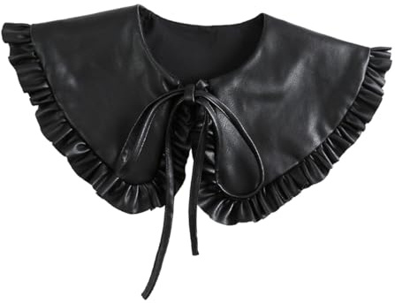 Abaodam Colletto Finto in Cuoio Nero con Bordo a Onde Stile Elegante Accessorio Pratico e Confortevole per Camicie e Outfit Femminili alla Moda