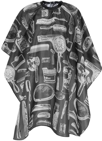 Andibro Capa de peluquería, 145 x 120 cm/57,08 x 47,24 pulgadas, capa de corte de pelo impermeable para mujer y hombre, capa ajustable, accesorio de peluquería profesional para el hogar