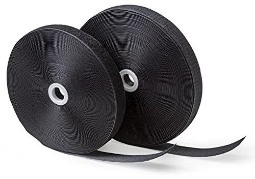 IPEA Nastro a Strappo da Cucire 20 mm Nero - [ Ben 25 Metri di Lunghezza ] - Made in Italy - (Non Adesivo) - Striscia Extra Forte da Cucito per Arredamento, Vesititi, Abiti - Corda Gancio e Anello