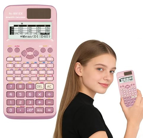 RNPKZ FX-991EX Scientific Calculator, Engineering Scientific Calculator with 552 Functions, Portable 10+2 Digits Display Scientific Calculators for Students, Teachers, Business, School, Office (Pink)