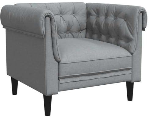 Genérico Sillón Chesterfield de Tela Gris Claro,Mobiliario,Sofás,Gris,16.4 kg,372538