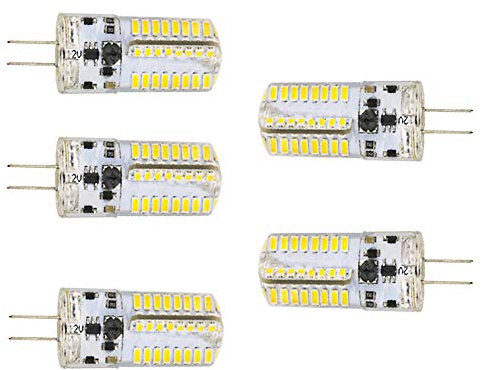 5 pezzi G4 LED risparmio energetico, 5W 3014 64 SMD LED lampadine LED lampade luci AC/DC 12V Angolo a Fascio di 360 Gradi Bianca Calda(2700-3500K)