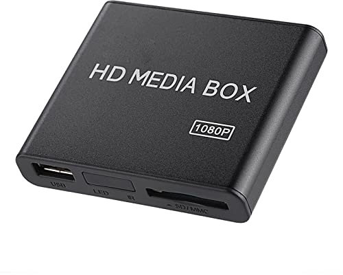 HD Mini Media Player, ASHATA Lecteur Multimédia Boîtier Media Player USB 1080P HDMI AV Support USB MMC RMVB MP3 AVI MKV(Noir)