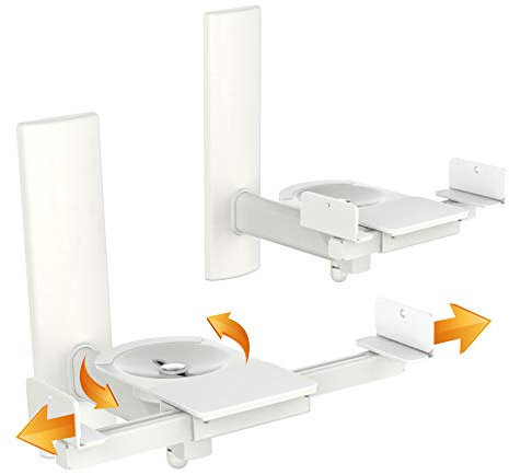 RICOO Supporto altoparlanti parete LH023-W Girevole Inclinabile Braccio muro Wall Mount casse altoparlante WLAN airplay Speaker Bianco 2 pezzi