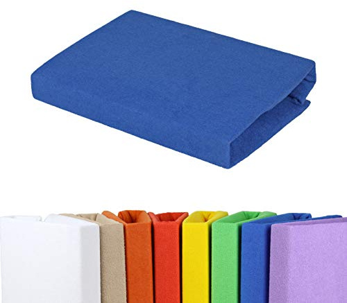 Gerald Wittmann Sábana bajera ajustable de 90 x 200 – 100 x 200 cm, rizo, azul real